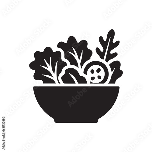 Salad silhouette black and white vector icon