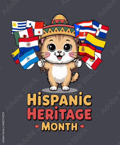 National Hispanic Heritage Month Cat Glowing