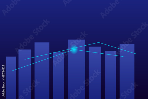 Bar chart illustration with eight vertical bars in varying heights, depicting quantitative data