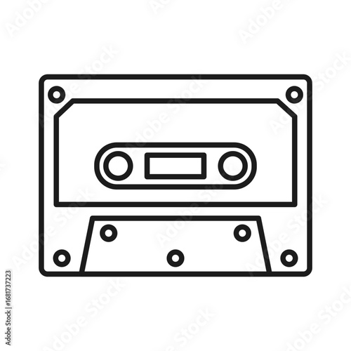 Old music cassette tape line vector icon