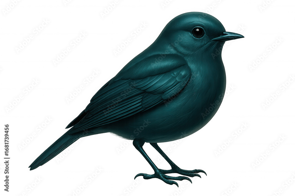 Obraz premium Teal blue bird standing with raised head, transparent background, highlighting avian detail for design projects