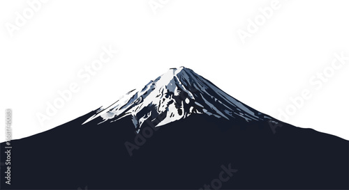 Iconic Japanese mountain peak illustration with snow, a national symbol for cultural celebrations and design assets.