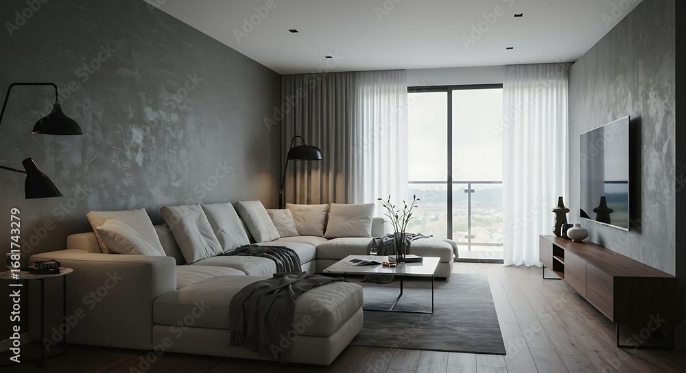 Fototapeta premium Elegant and Cozy Living Room Interior Design.