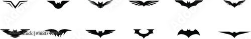 Collection of bat silhouette vector designs for logo and graphic design projects
