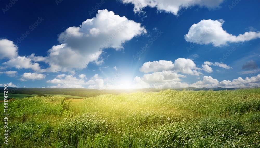 Obraz premium bright sunny day with fluffy clouds