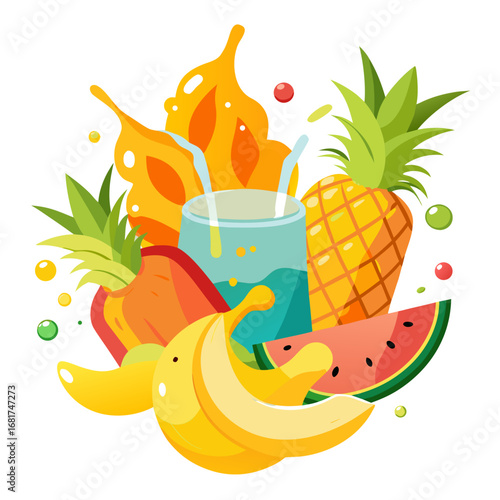 pineapple juice and fruits splash