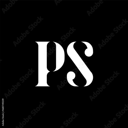 PS P S letter logo design. Initial letter PS uppercase monogram logo white color. PS logo, P S design. PS, P S