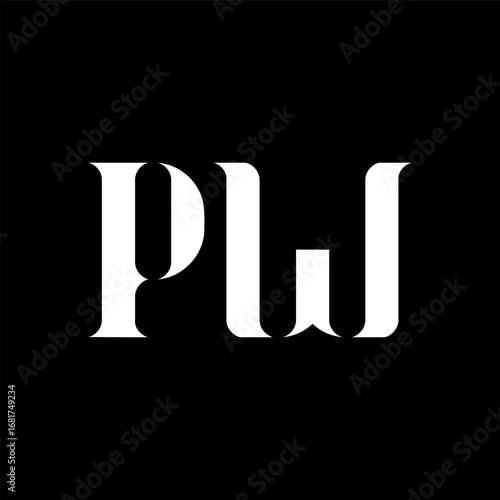 PW P W letter logo design. Initial letter PW uppercase monogram logo white color. PW logo, P W design. PW, P W