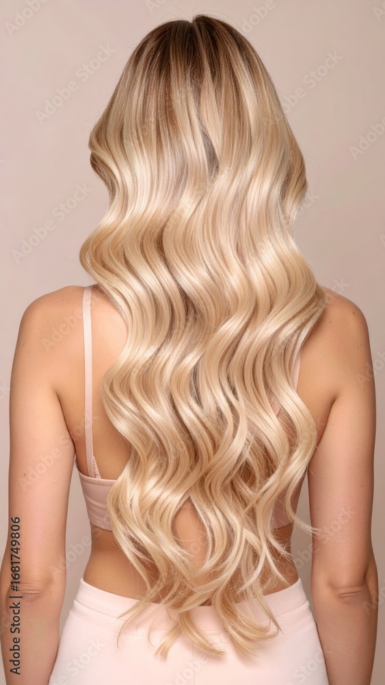 Naklejka premium Long Blonde Wavy Hair Extensions