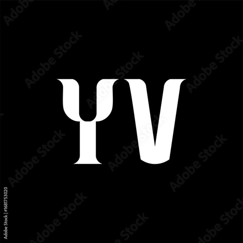 YV Y V letter logo design. Initial letter YV uppercase monogram logo white color. YV logo, Y V design. YV, Y V