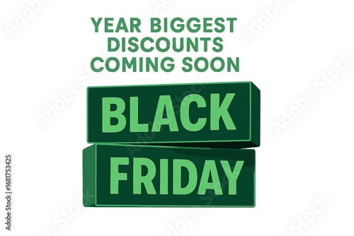 Vector poster template for Black Friday, the year's biggest sale, showcasing a green neon light box with an annual discount promo, a stylish seasonal clearance ad with text space, and a minimal
