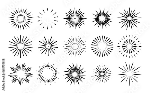 Collection of 16 Sunburst Starburst Vector Graphics