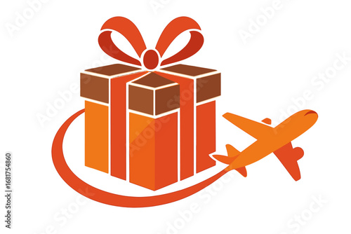 A vector logo design that blends a travel theme with a gift and airplane motif