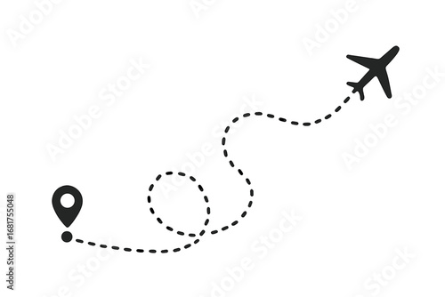 A vector illustration of a plane and its trail against a white background