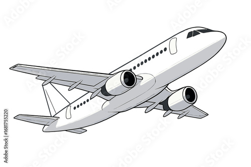 Glossy white commercial jet taking off, vector EPS10 illustration