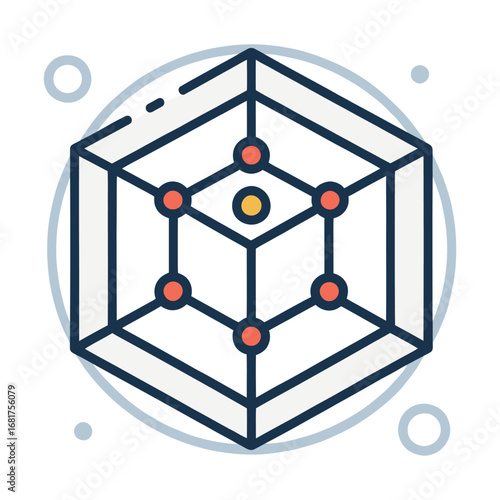 Abstract geometric network structure with interconnected nodes and lines futuristic digital art