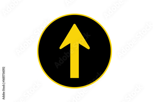 Free Download Yellow Arrow Up Black Circle Traffic Sign - GFXLoad