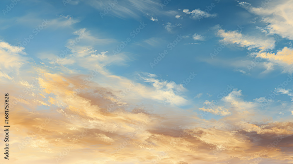 Fototapeta premium Warm Afternoon Sky with Soft Sunlight