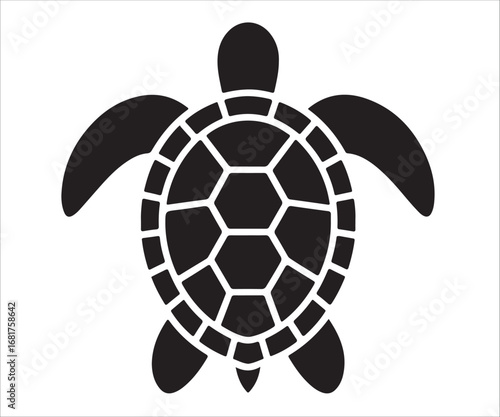 Silhouette of turtle isolated on white background symbolizing marine life, ocean wildlife, sea animal, shell, nature conservation, tropical species, and aquatic environment concept illustration