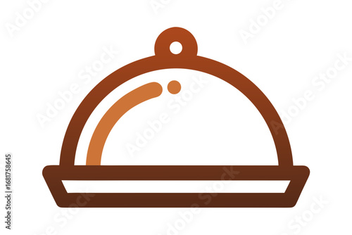 Simple brown cloche icon representing food service