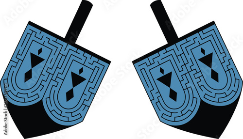 Hanukkah dreidels illustration jewish holiday traditional game