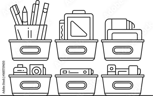 Organizing containers vector illustration storage and supplies
