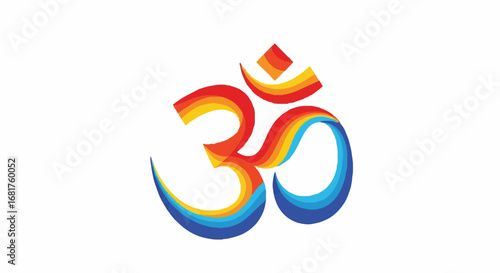 Vibrant Colorful Om Aum Symbol for Hindu Navaratri Festival, Yoga, Meditation, and Spirituality - Modern Religious Design
