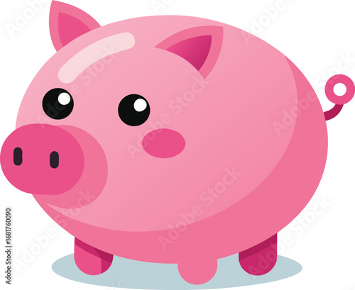 Charming glossy pink ceramic piggy bank standing a vector illustration for financial savings and childhood memories a cute and playful
