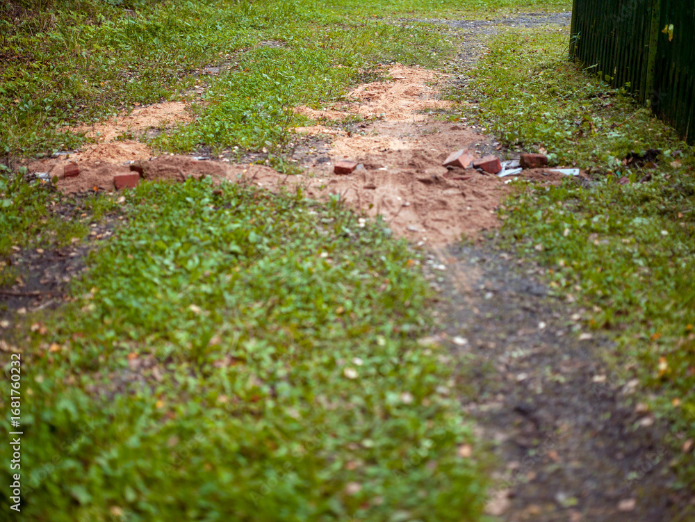 Obraz premium pothole temporarily repaired