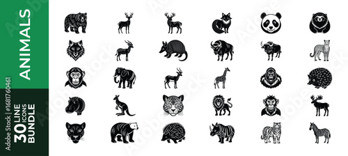 30 Animal Icon Set Art for Pet and Animal Designs