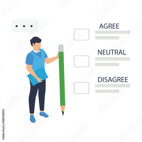 Businessman with giant pencil selecting option from checklist for decision making approval feedback and survey answer response Business agreement concept