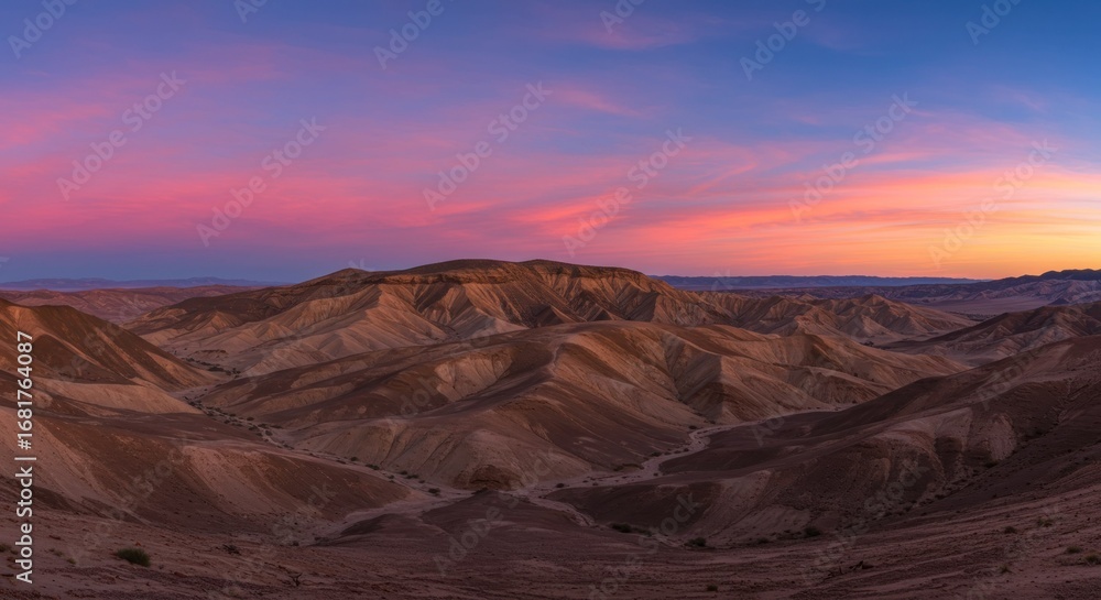 Naklejka premium Desert landscape sunset viewpoint