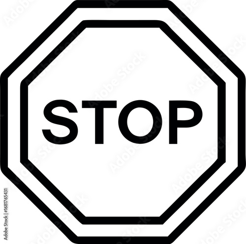 stop sign line art icon vector illustration