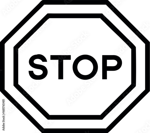 stop sign line art icon vector illustration