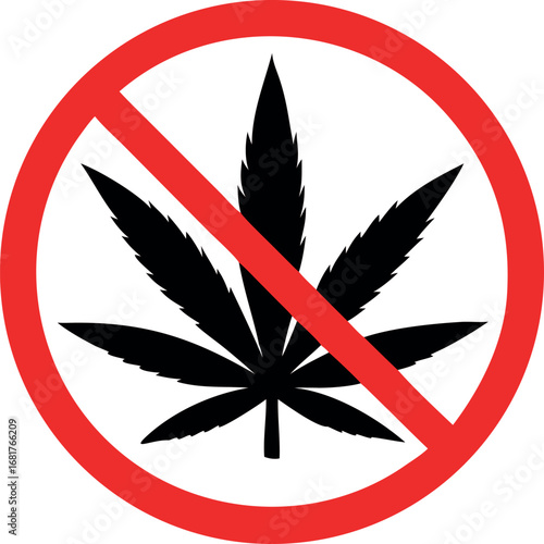 No cannabis sign vector, Drug prohibition sign. Vector illustration.