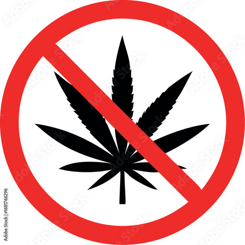 No cannabis sign vector, Drug prohibition sign. Vector illustration.
