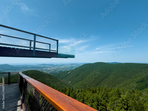 The glass view point in Pustevny in Beskid Mountains, Czech Republic 
