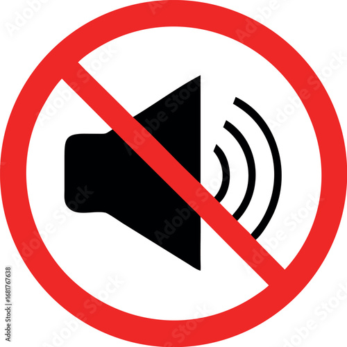 No sound, no noise, prohibition sign vector illustration.