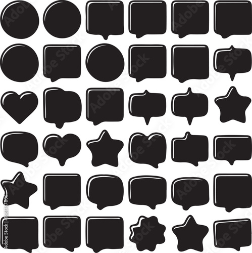 Big set of dialog boxes different variants drawn by hand. vector flat illustrations. collection black doodle for talk, dialogue, decoration on white background.
