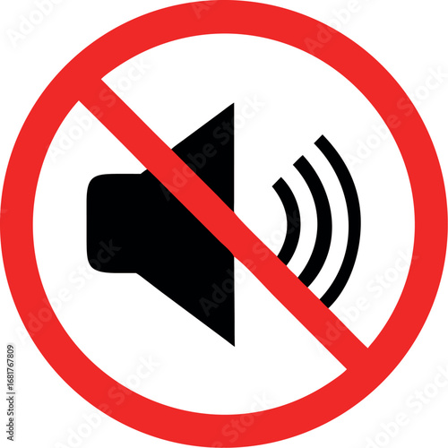 No sound, no noise, prohibition sign vector illustration.