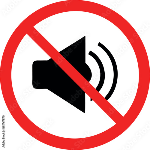 No sound, no noise, prohibition sign vector illustration.
