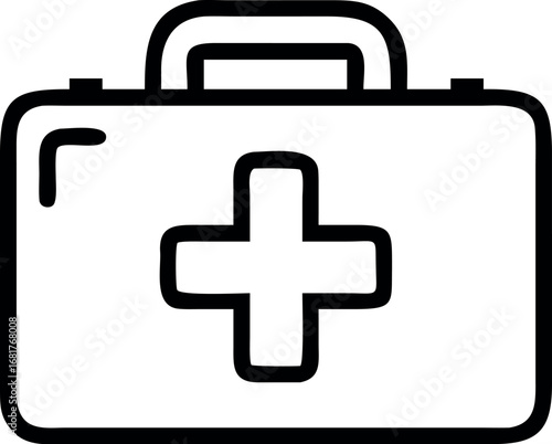 First aid kit  line art vector illustration
