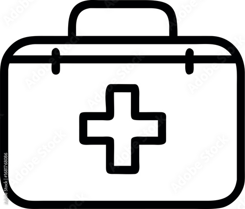 First aid kit  line art vector illustration