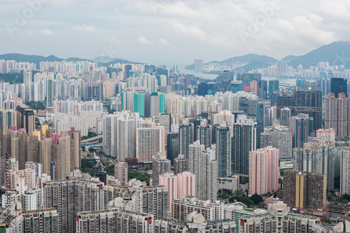 Fotografie View of Hong Kong and Kowloon from Lion Rock Head