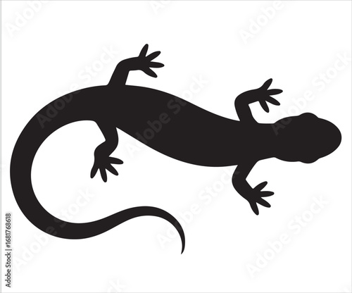 Silhouette of lizard reptile isolated on white background symbolizing wildlife, nature, exotic species, crawling creature, reptilian animal, tropical habitat, and wild environment concept illustration