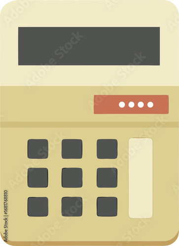 Vintage Off White Calculator Illustration A retro style calculator design featuring a slightly worn off white color scheme perfect for
