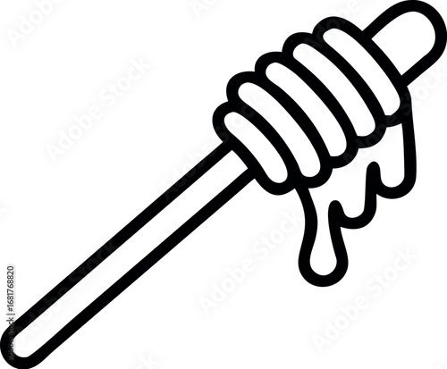 honey- dipper with honey drops vector art