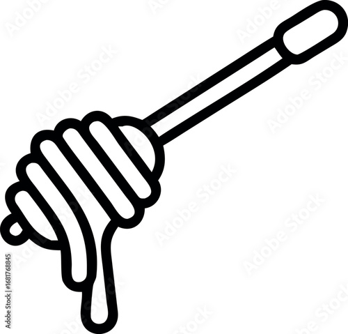honey- dipper with honey drops vector art