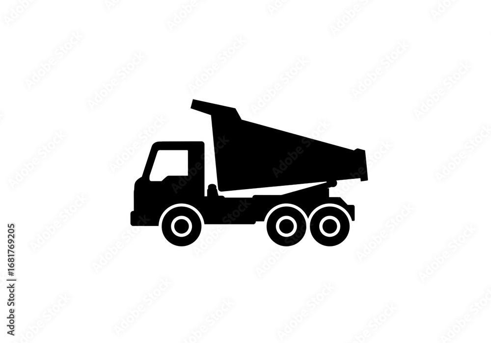 Fototapeta premium Bold silhouette of a dump truck, symbolizing construction and heavy industry transport operations