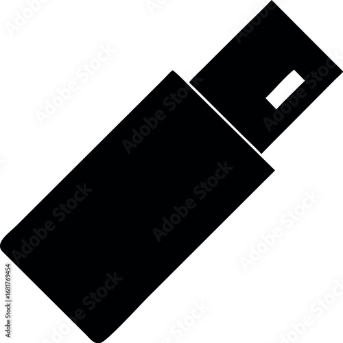 USB flash drive icon. Black icon. USB flash drive silhouette icon vector
